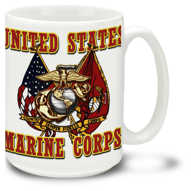 Coffee Cup-Marine Corps Cross Flags